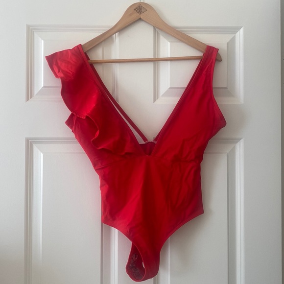 Other - Ruffled V-Neck One Piece Swimsuit